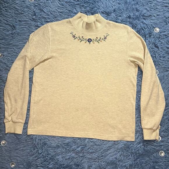 VINTAGE Alfred Dunner Flower Mock Neck Sweater Size Medium Petite Women’s Y2K - Picture 1 of 11